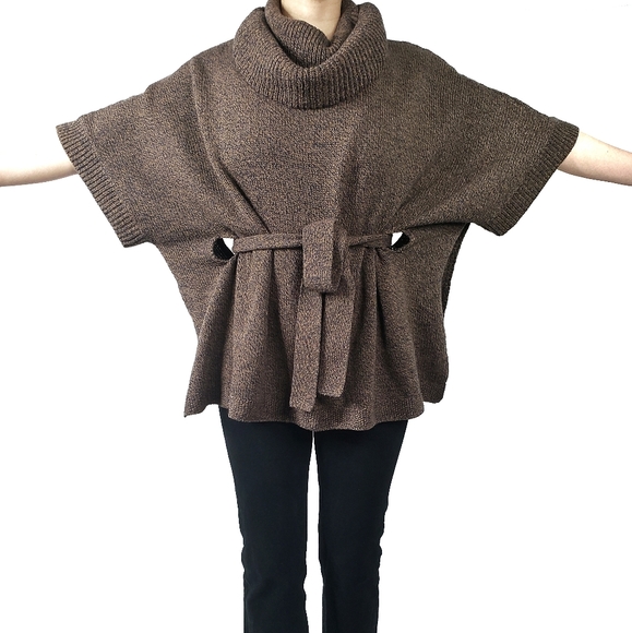 H&M Poncho Style Brown Heathered Sweater (XS) - Picture 9 of 12